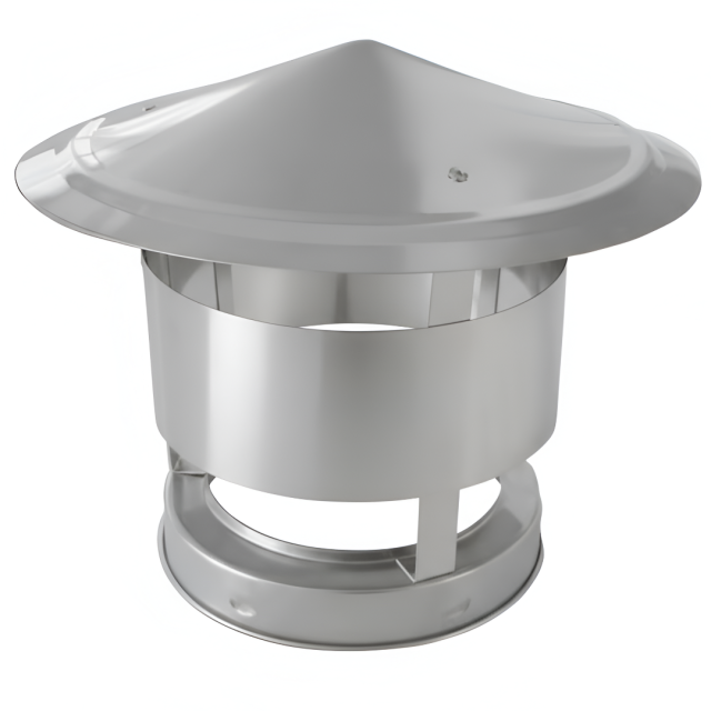 Rostfri skorsten regnhuv med vindskydd Ø 130-150-180-200mm