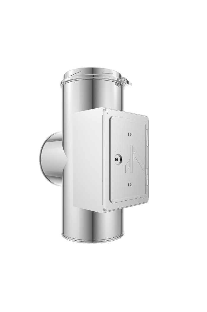 Rostfri stålskorsten T-rör med testöppning 